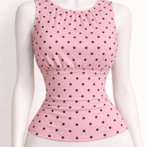 Pink and Brown Polka Dots Sleeveless Top