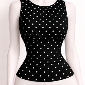 Black and White Polka Dots Sleeveless Top