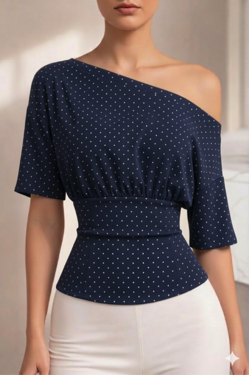 Burgunco pattern designs women's off shoulder cinched waist tops